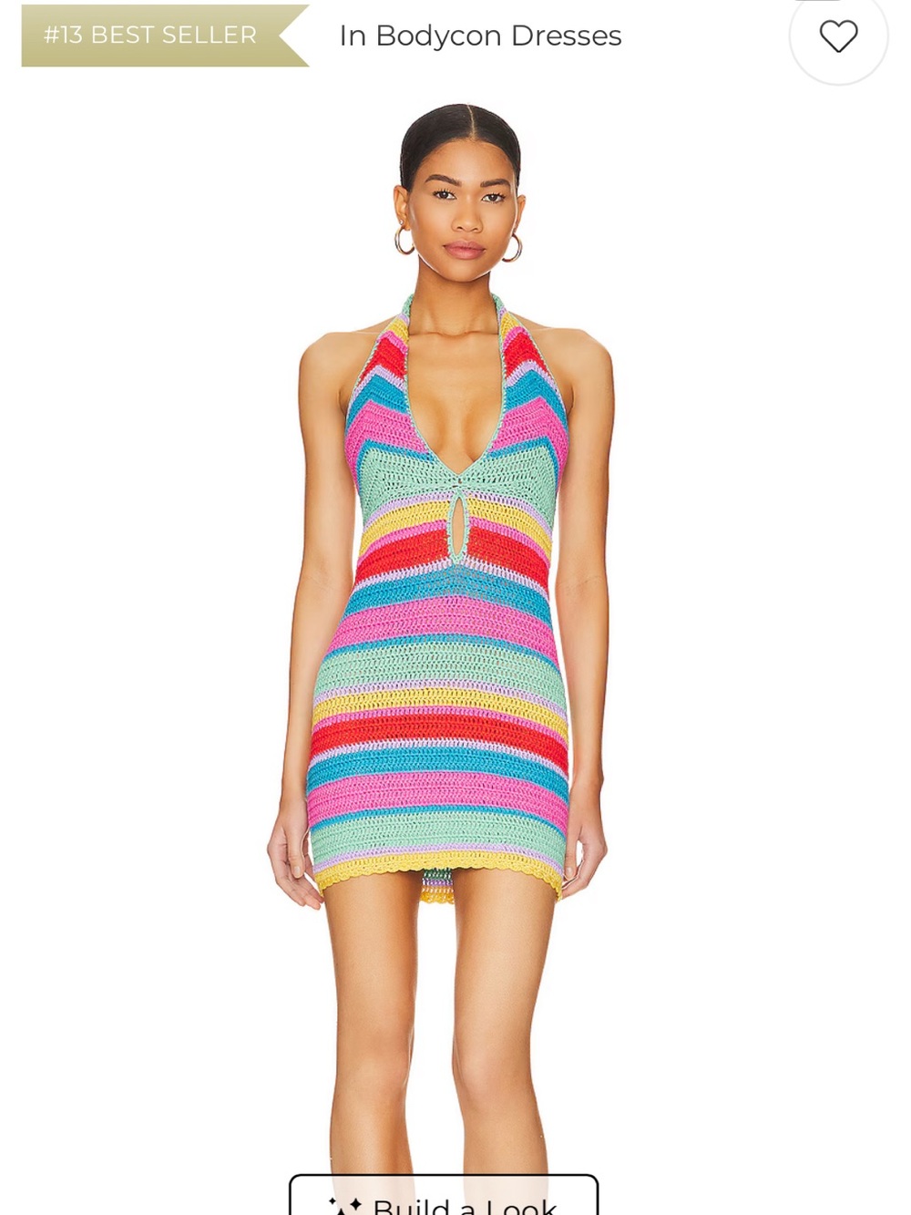 Kalisse Crochet Halter Mini Dress in Multicolor Stripe